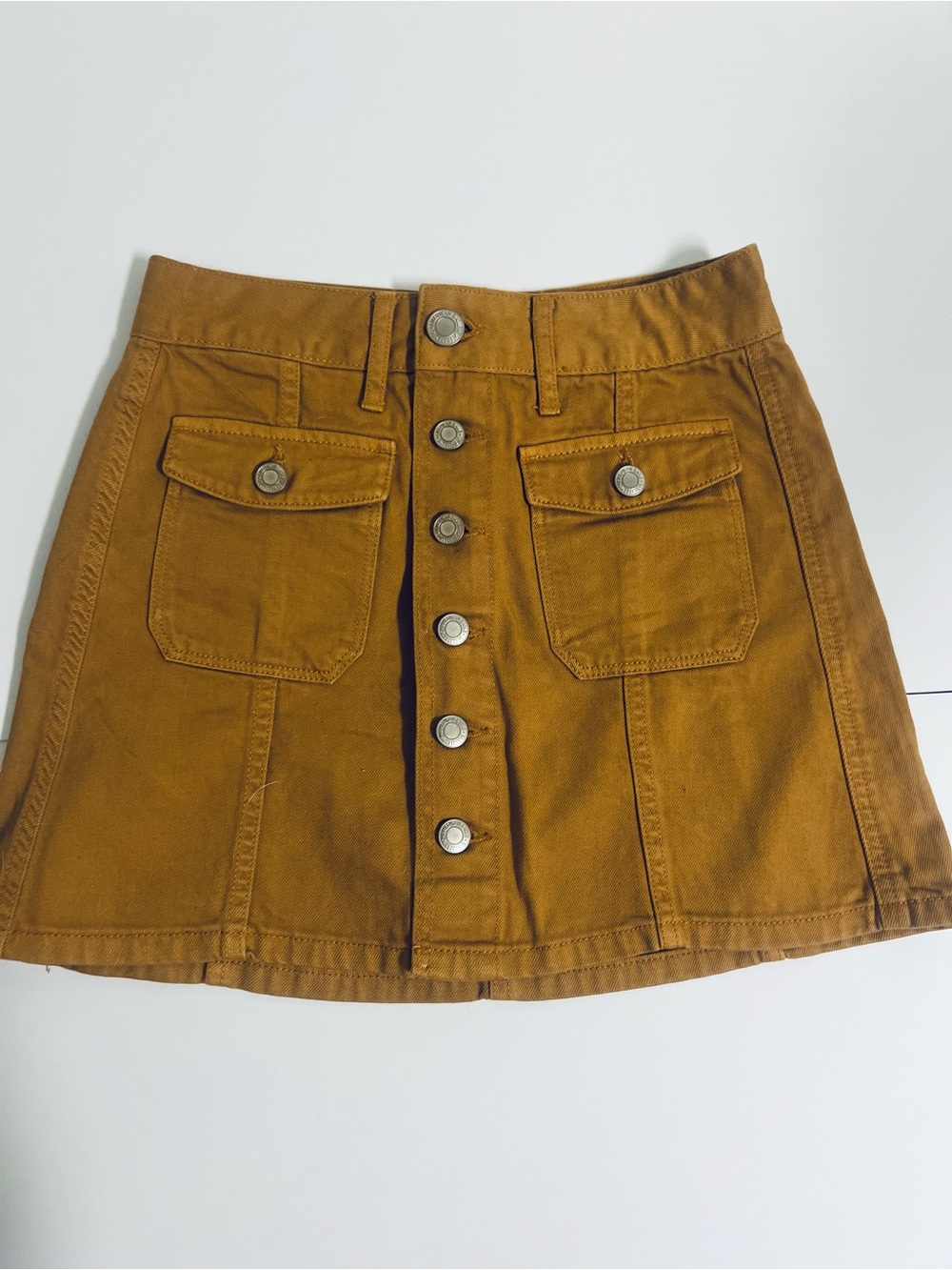 American Eagle Outfitters Button-Front Mustard Skirt